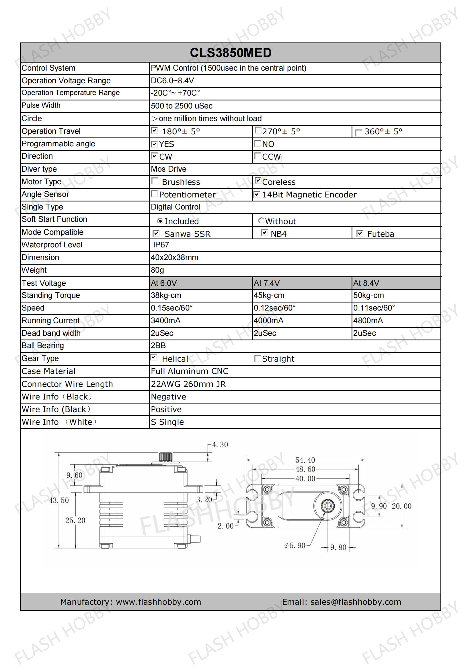 CLS3850MED 50KG Coreless Servo