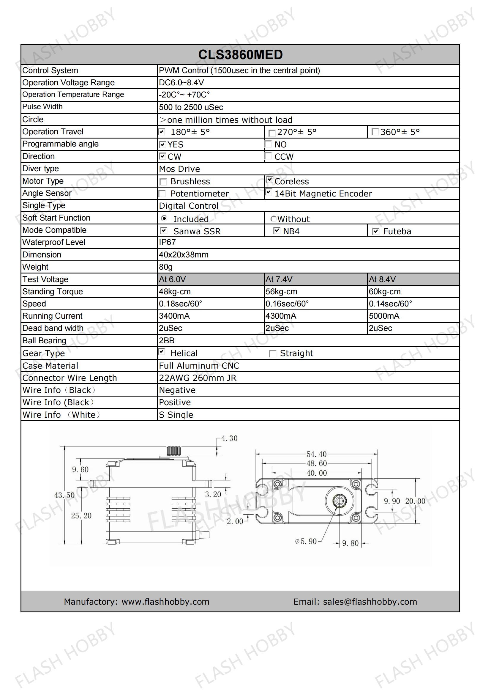 CLS3860MED 60KG Coreless Servo